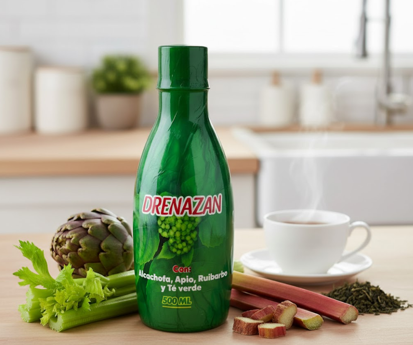 Drenazan 500 ML fórmula herbal que limpia, drena y revitaliza tu organismo.