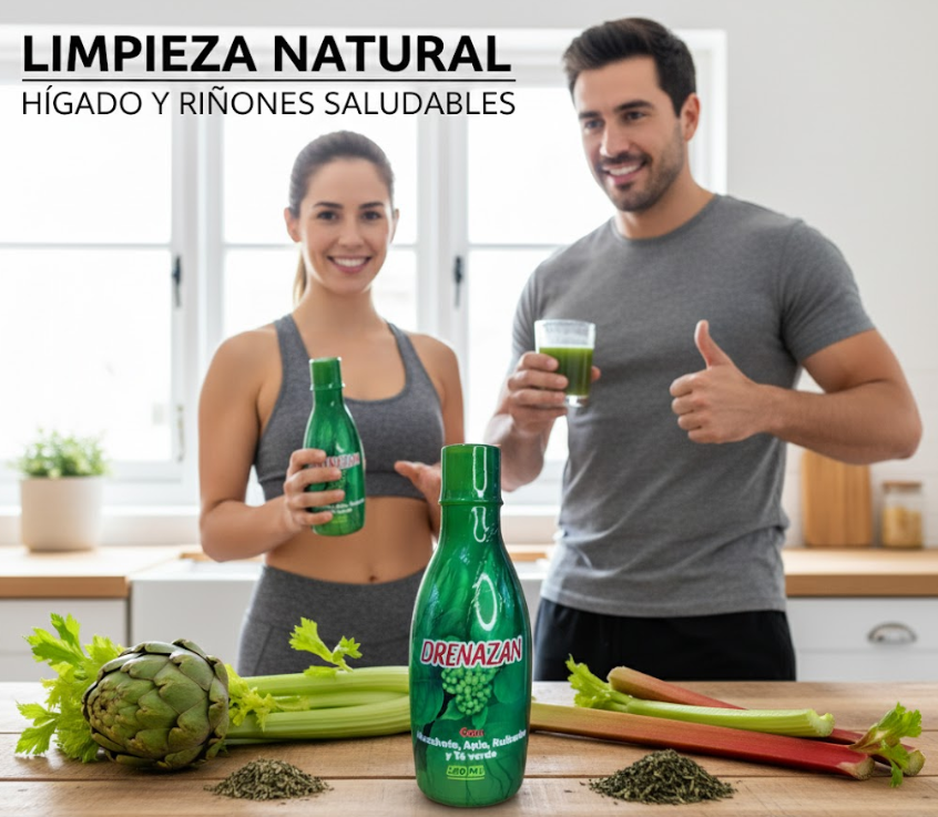 Drenazan 500 ML fórmula herbal que limpia, drena y revitaliza tu organismo.