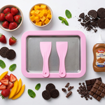 Tabla Mágica para Helado Enrollado en Casa + 2 Espátulas | Acero Inoxidable | Sin Electricidad