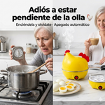 Hervidor de Huevos Eléctrico en Forma de Gallina | Cocina hasta 7 Huevos a la Vez | También Fríe | Apagado Automático | Acero Inoxidable