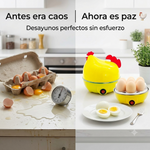 Hervidor de Huevos Eléctrico en Forma de Gallina | Cocina hasta 7 Huevos a la Vez | También Fríe | Apagado Automático | Acero Inoxidable