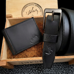Combo Ejecutivo Vélez en Cuero Genuino – Cinturon y Billetera en Caja de Lujo