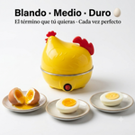Hervidor de Huevos Eléctrico en Forma de Gallina | Cocina hasta 7 Huevos a la Vez | También Fríe | Apagado Automático | Acero Inoxidable