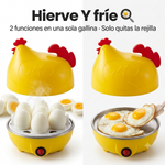 Hervidor de Huevos Eléctrico en Forma de Gallina | Cocina hasta 7 Huevos a la Vez | También Fríe | Apagado Automático | Acero Inoxidable