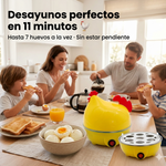 Hervidor de Huevos Eléctrico en Forma de Gallina | Cocina hasta 7 Huevos a la Vez | También Fríe | Apagado Automático | Acero Inoxidable