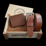 Combo Ejecutivo Vélez en Cuero Genuino – Cinturon y Billetera en Caja de Lujo